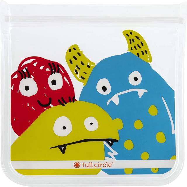 Full Circle Ziptuck Reusable Sandwich Bag  MultiUse LeakFree FoodSafe Storage Bag BPAFree  Set of 2 Sandwich Bags Monster