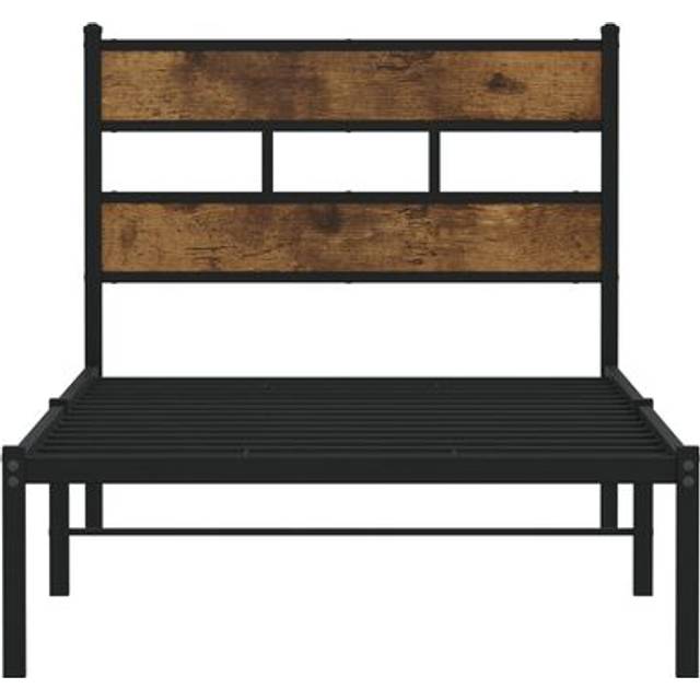 vidaXL Metal Bed Frame without Mattress Sonoma Oak 90x190 cm Single - Brown