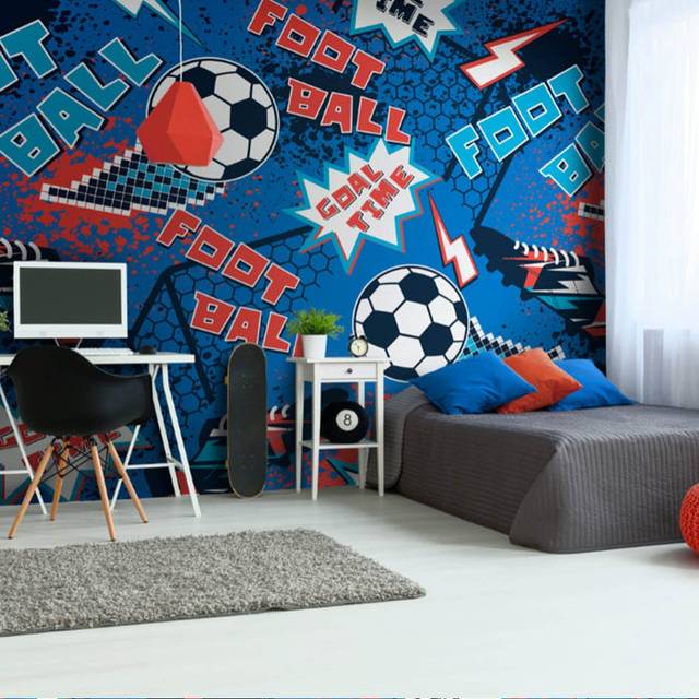 Origin Murals Graphic Pixel Footballs Blue Wall Mural