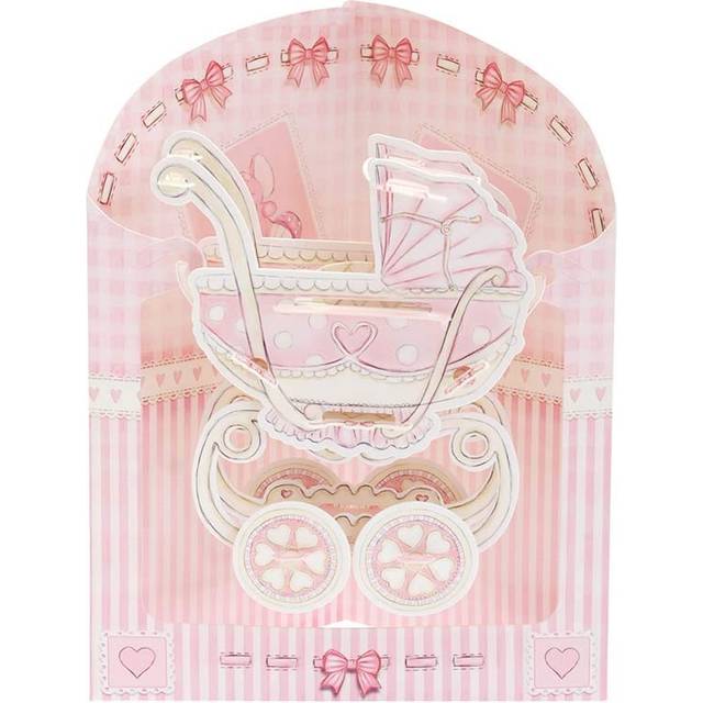 Santoro 3D Swing Greeting Card  Baby Girl Crib