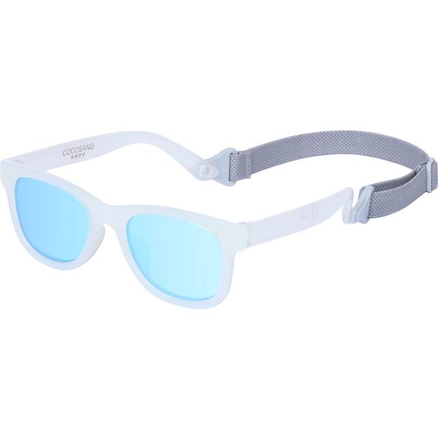 COCOSAND Toddler Sunglasses with Strap Polarized Retro Square Soft Sil