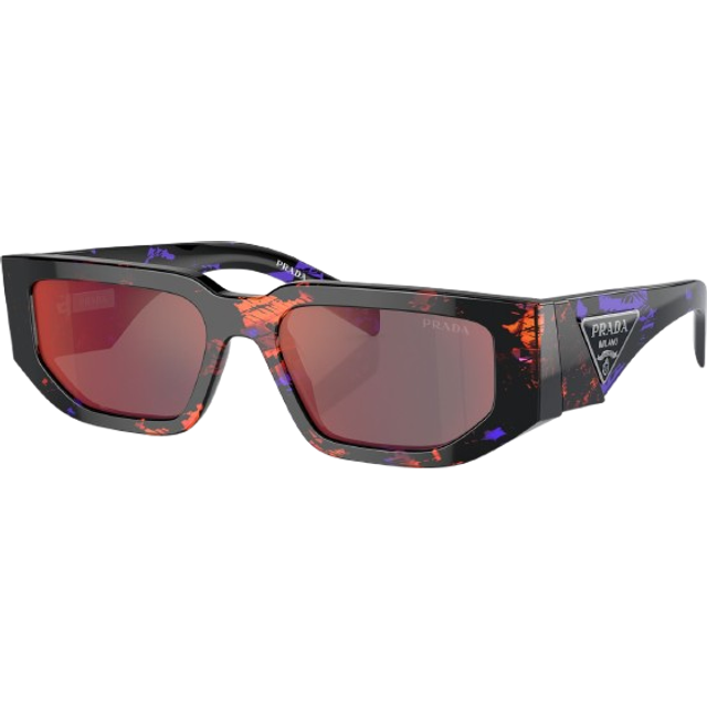 Prada Man PR 09ZS 06V40E Solglasögon Acetat Orange Grå Fyrkantig Speglad Spegel