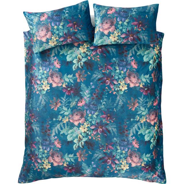 Romantic Floral Soft Touch Duvet Cover Set - Teal (Double - 2 Standard Pillowcases)