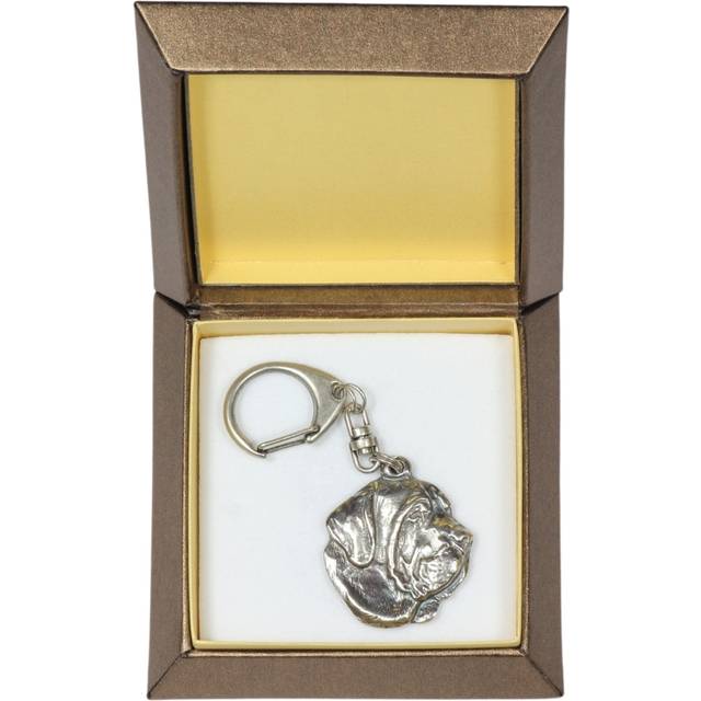 Fila Brasileiro - Silver-plated key ring with a dog in a gift box, handbag decoration, backpack pendant by Art-Dog brand silver