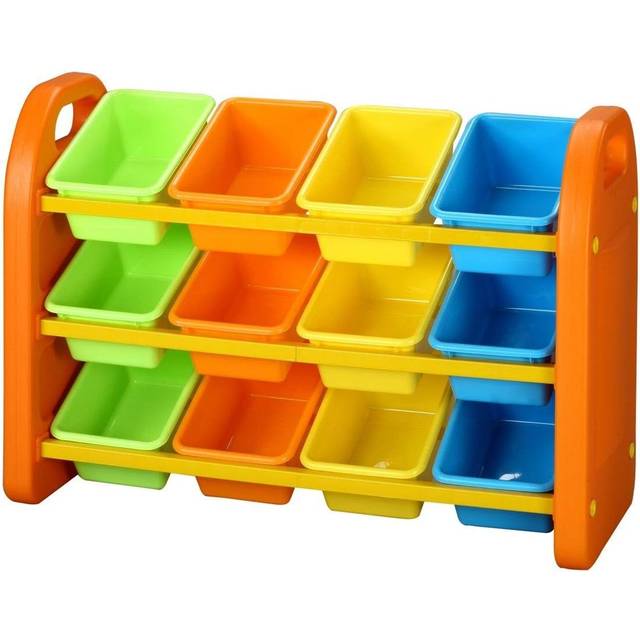 Twelve Bin Storage Organiser - Green;Yellow;Orange (68cm H X 98cm W X 37cm D)