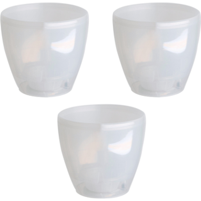 DECOPOTS  3 Pack Self Watering Planter  IndoorOutdoor Decorative Flower Pot with Drainage Cartridge and Water Level Indicator