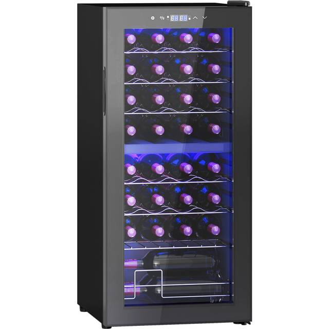 HOMCOM 86L Dual Zone Wine Cooler with Adjustable Temperature Control, Black