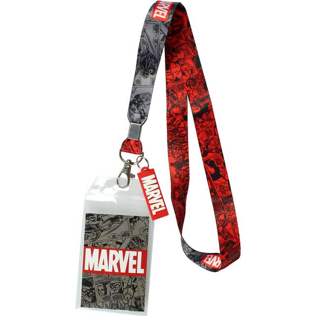 "Marvel Lanyard ID Badge Holder  2"""" Rubber Charm Pendant with Raised S"
