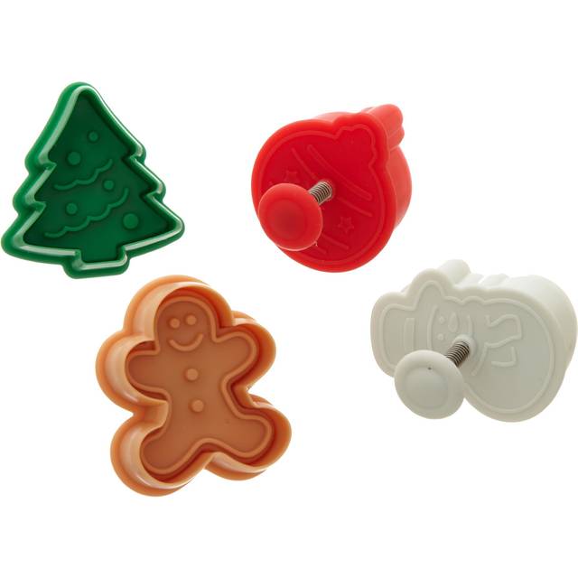 Ateco Christmas Themed Plunger Cutters Set  5 by 5 by 2-1/4-Inch  Assorted Colors
