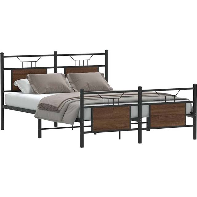vidaXL Bed Frame without Mattress Brown Oak 150x200 cm King Size Engineered Wood