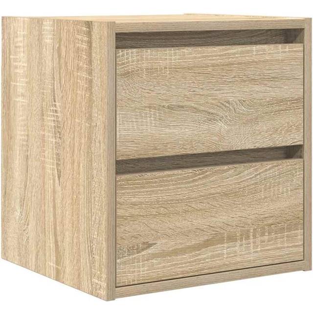 vidaXL Wall-mounted Bedside Cabinet Sonoma Oak 38x34x40 cm - Brown