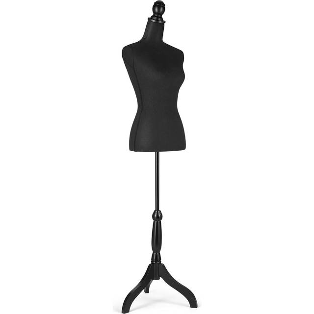 Female Mannequin Torso Height Adjustable Dress Form Manikin Body with Black Tripod Stand for Clothing Dress Jewelry Display (Black)