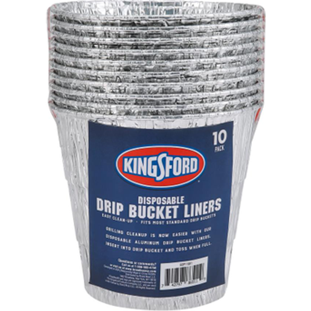 Kingsford Disposable Drip Bucket Liners  10 Count  Aluminum Drip Bucket Liners  Disposable Bucket Liners for BBQ and Grill Grea