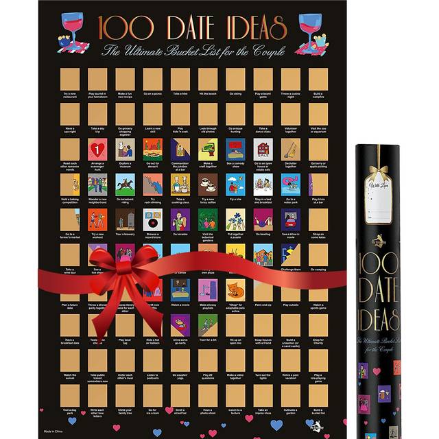 Me Time Joy The Original 100 Date Ideas Scratch Off Poster - Couples Gift - Date Night Bucket List for Couples Adventure Challenge Engagement Annivers