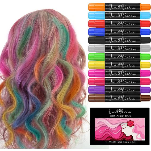 Jim&Gloria Dustless Hair Chalk Gifts for Girls Makeup Kit  Gift for Teen Girl Trendy Stuff  Kids  Teenage Tweens Teenager Temporary and Washable Color