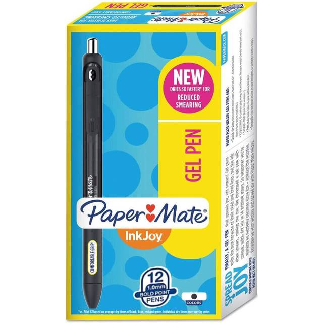 Paper Mate InkJoy Gel Pens  Bold Point (1.0mm)  Black  12-Count