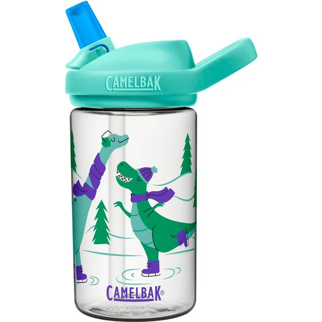 camelBak Eddy+ 14 oz Kids Water Bottle with Tritan Renew - Straw Top, Leak-Proof When closed, Ice Skating Dinos