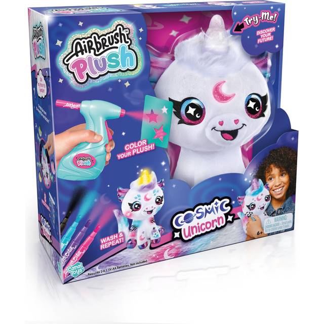 Canal Toys Airbrush Plush Cosmic Light Up Unicorn! Decorate  wash  Repeat! Customize Your own Spray Art Plush. Light up Fortune teller's Horn. Ages 6+