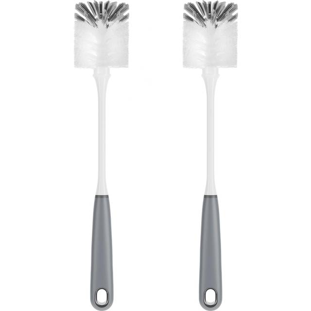 MR.SIGA Flaskborste med långt skaft, flaskborstar för rengöring, flexibel skrubbborste för vattenflaskor, glasvaror, muggar, grå, 2-pack