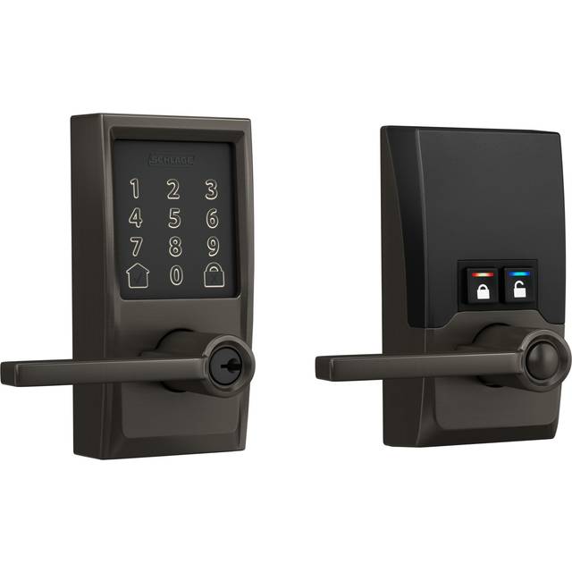 Schlage FE789WB CEN 530 LAT Encode WiFi Latitude Lever Smart Lock  Keyless Entry Touchscreen Door Lock with Century Trim  Black Stainless