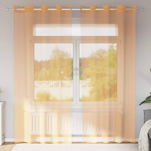 vidaXL Voile gardiner med genomföringar 2 st orange 140x225 cm
