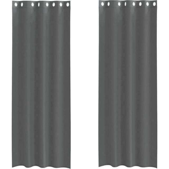 vidaXL Voile gardiner med genomföringar 2 st mörkgrå 140x260 cm