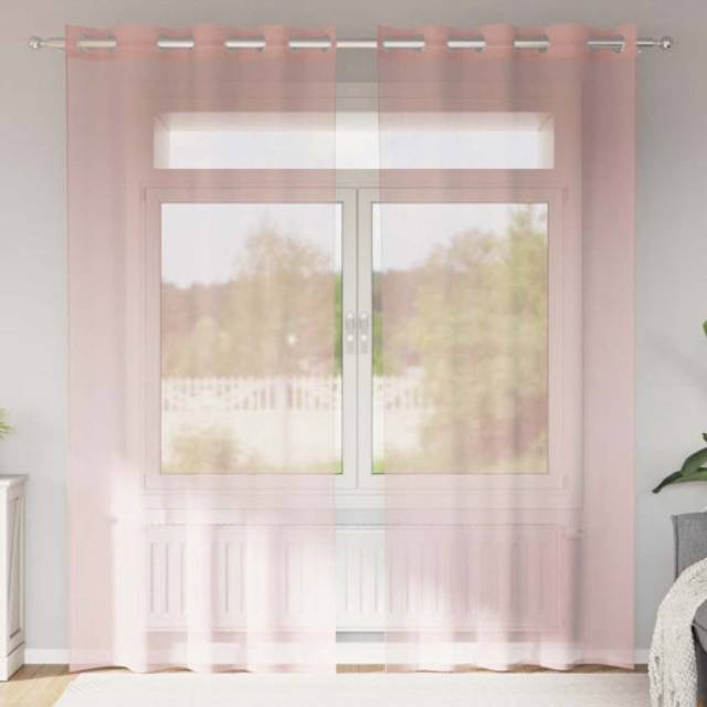 vidaXL Voile Curtains with Grommets 2 pcs Pink 140x225 cm