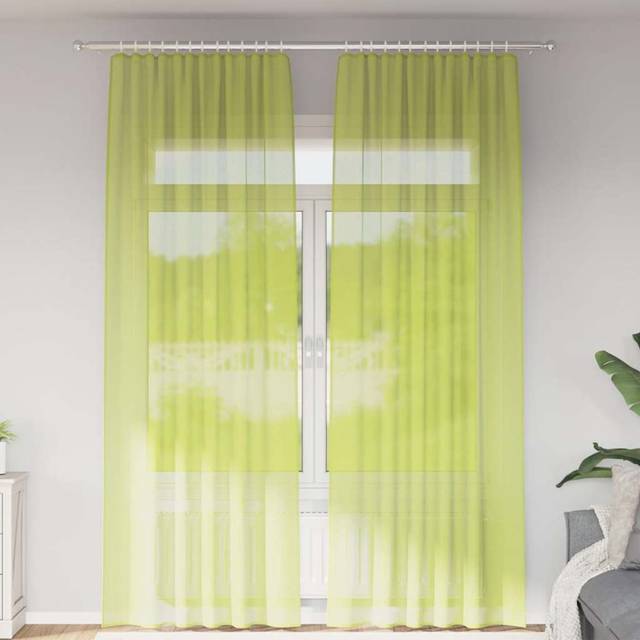 vidaXL Voile Curtains with Tab Top 2 pcs Apple Green