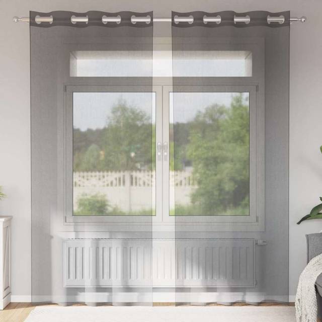 vidaXL Voile Curtains with Grommets 2 pcs Dark Grey 140x245 cm