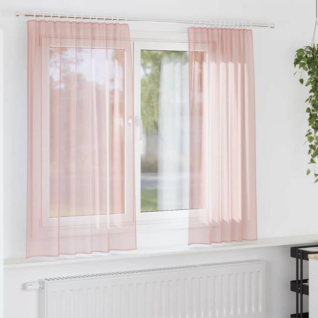 vidaXL Voile Curtains with Loops 2 pcs Pink 140x140 cm
