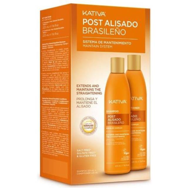 Kativa post alisado brasileno treatment x 2 (shampoo 225 ml + conditioner 225 ml