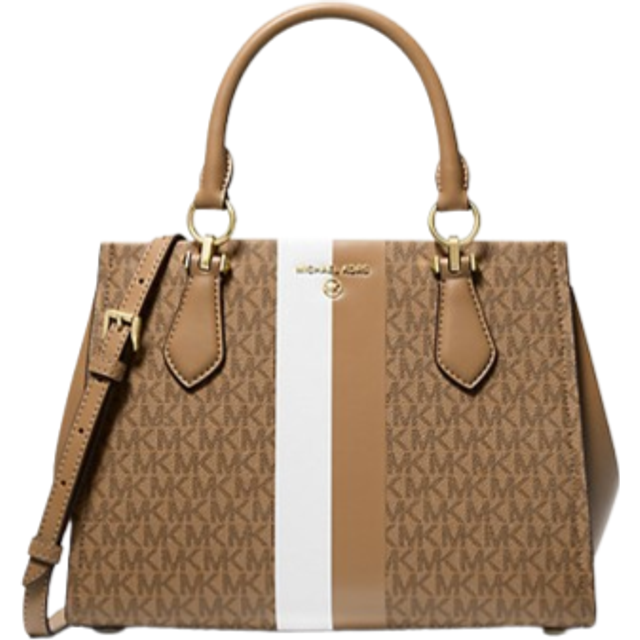MK Marilyn Medium Logo Stripe Satchel - Natural - Michael Kors - ONE SIZE