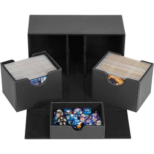 Durable Double Deck Box with Dice Tray - MTG Deck Box Commander Friendly - Protects 200+ Double Sleeved Cards - Designed for MTG Commander Deck Box wi