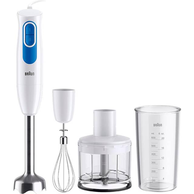 Braun MultiQuick 2 MQ20236MWH handmixer med EasyTwist-system, mixer för såser och smoothie, 2 hastigheter, dokumentförstörare 500 ml och visp, 600 W, vit