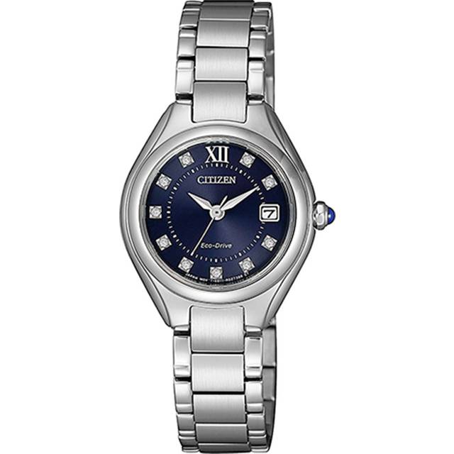 Citizen Ladies Silhouette Crystal Blue Dial Stainless Steel Bracelet Watch EW2540-83L