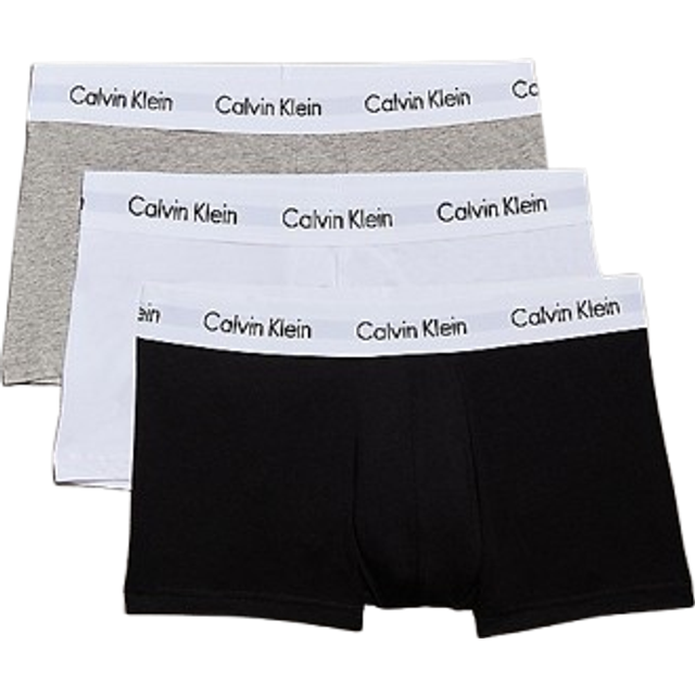 Calvin Klein herr Boxershorts 3P LOW RISE TRUNK (3-pack), Flerfärgad (svart/vit/grå ljung), S