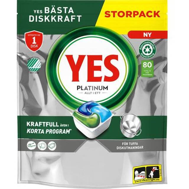 YesPlatinumAllInOnediskmaskinstabletter80 st