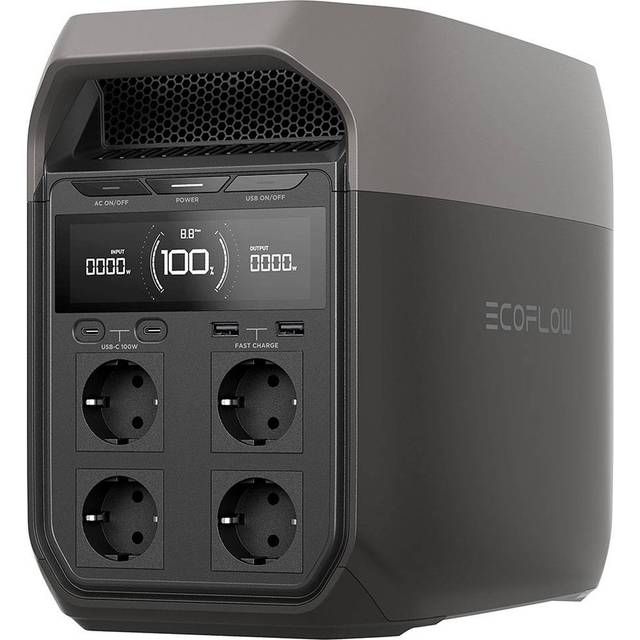 EcoFlow DELTA 3, Litiumjärnfosfat (LiFePo4), AC, Cigarr tändare, Solar, 1024 wh, 1800 W, 1500 W, 3600 W