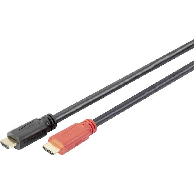 DIGITUS HDMI High Speed anslutningskabel, typ A, med signalförstärkarep, 15.0m, Full HD, CE - Guldpläterade kontakter - Svart