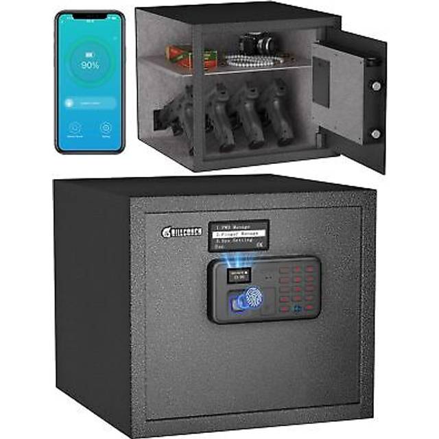 BILLCONCH Smart Gun Safe for 4 Pistol Holders with Smart LCD UI  Autom