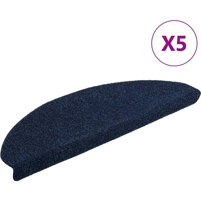 vidaXL Self-adhesive Stair Mats 5 pcs Navy 65x21x4 cm Needle Punch - Blue