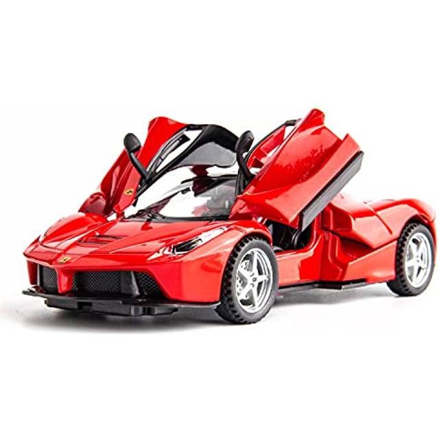 BDTCTK Compatible for 1:32 Ferrari Car Model Pull Back Car with Sound and Light for Kids Boy Girl  Metal Body Door Opened Red