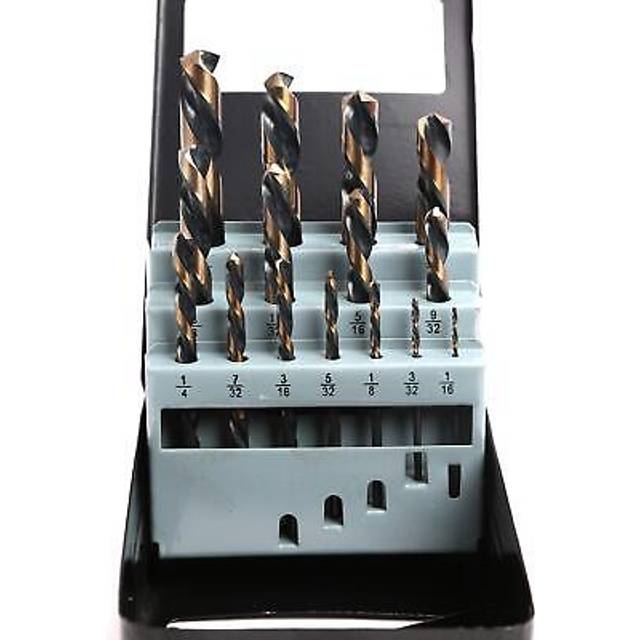 "Left Hand Drill Bit Set  15 Piece | M2 HSS with Titanium Nitride Coating | SAE (1/16"""" - 1/2"""")"