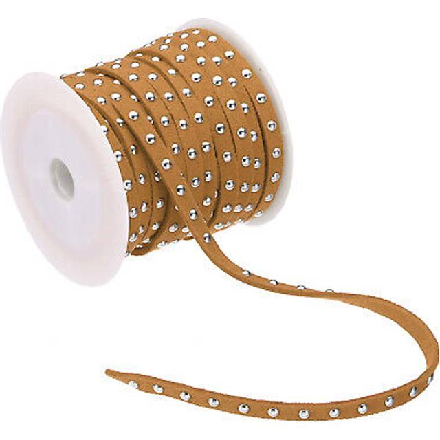 16.4ft Studded Faux Suede Cord Rope For Jewelry Making, Brown Silver