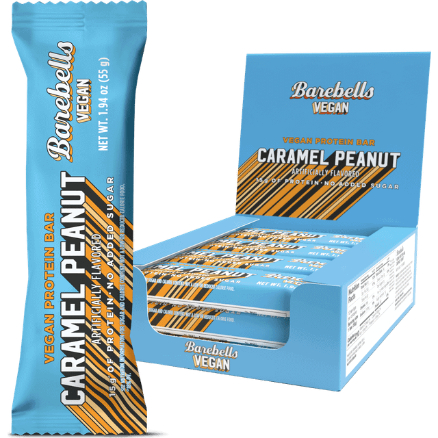 12 x Vegansk bar - 55 g - Caramel Peanut - Barebells Vegan Bar - Proteinbar