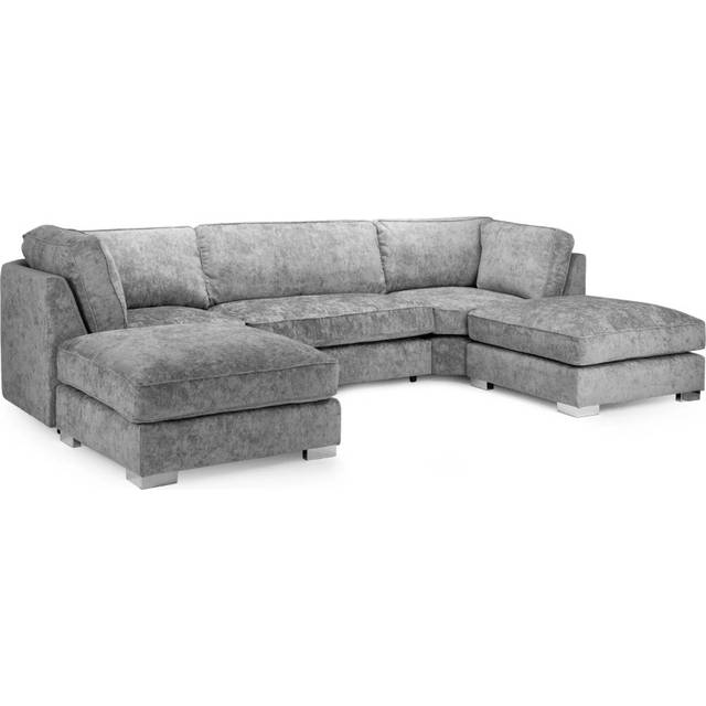 Rizumi U Shape Corner Premium Fabric Sofa - Full Back Cushions - Grey (35cm H X 126cm W X 77cm D)