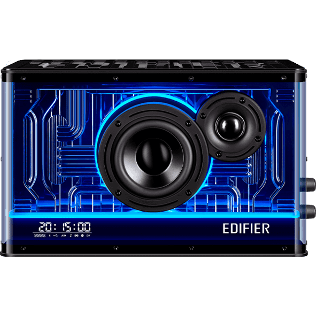 Edifier QD35 kompakt Bluetooth-högtalarsystem med RGB-ljuseffekter, Bluetooth V5.3 och två ultrasnabba laddningsportar. Hi-Res ljudcertifierad.