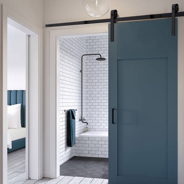 8FT/244cm Sliding Barn Wood Door Carbon Steel Closet Track Kit Crenex