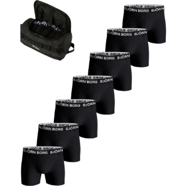 Björn Borg Cotton Stretch Boxer + Wash Bag 7-pack Black, L
