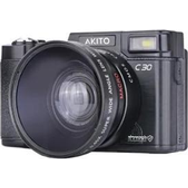 Akito C30 Digital Camera with Video Kosher, No WiFi, No Bluetooth in Black
